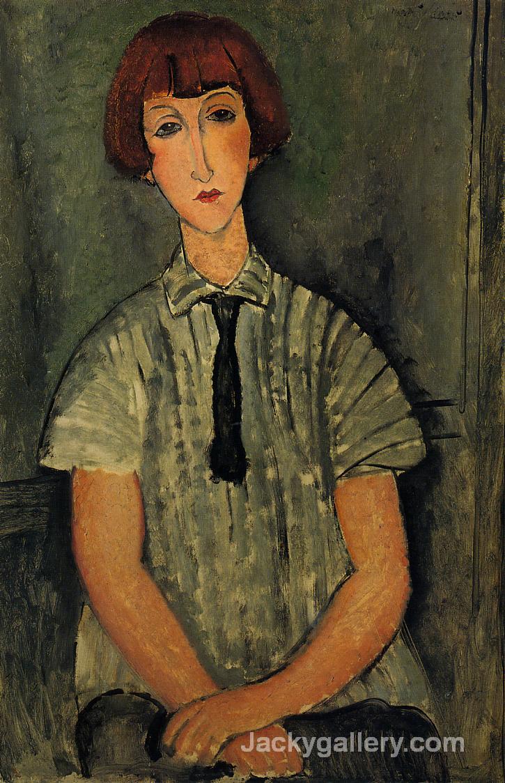 Young Girl in a Striped Blouse by Amedeo Modigliani paintings reproduction